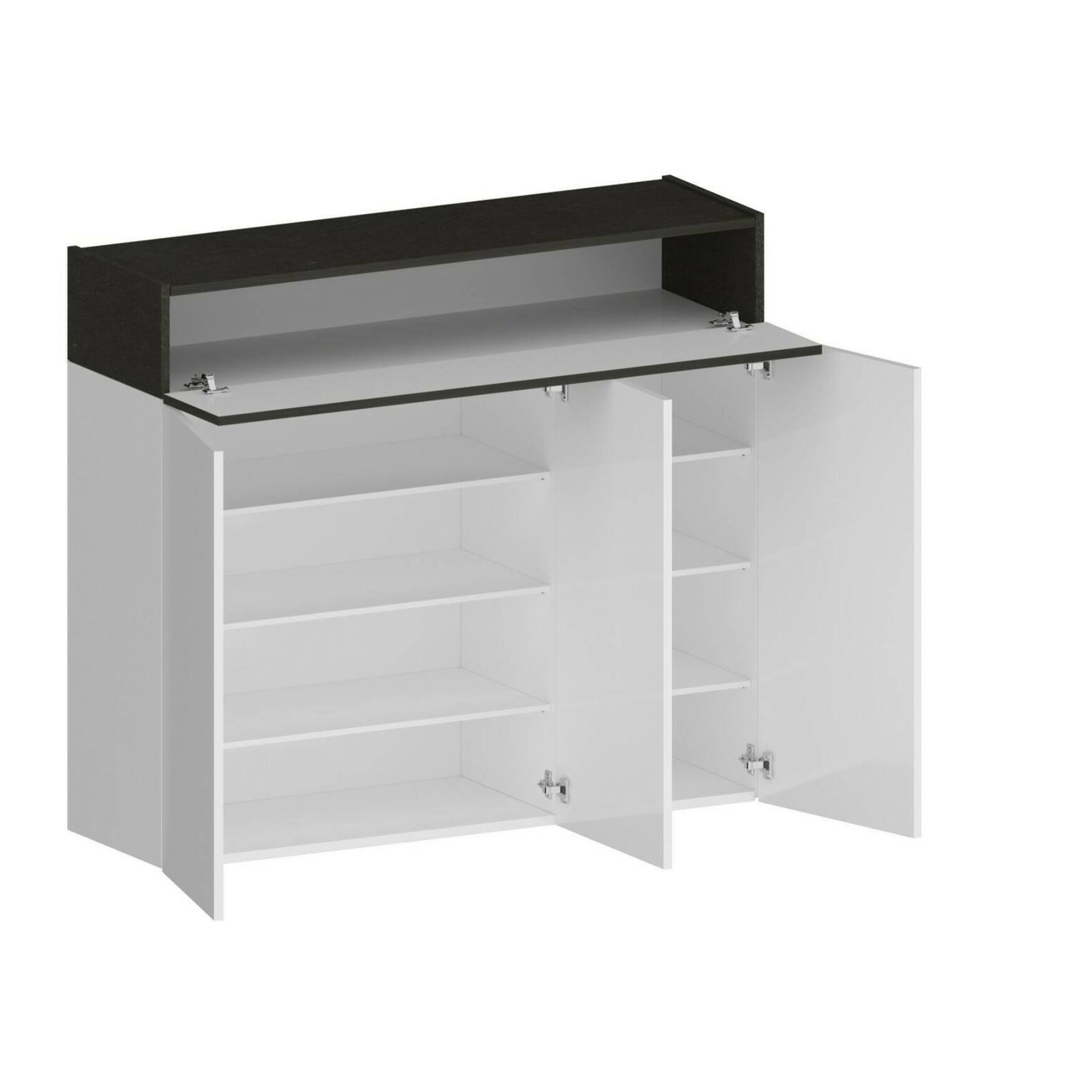 Scarpiera Griselda, Porta scarpe salvaspazio a 4 ante, Armadio multifunzione da ingresso, 114x38h100 cm, Bianco e Ardesia