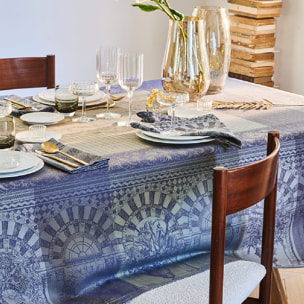Nappe anti tache pur coton motif jacquard Arcades linea bronze