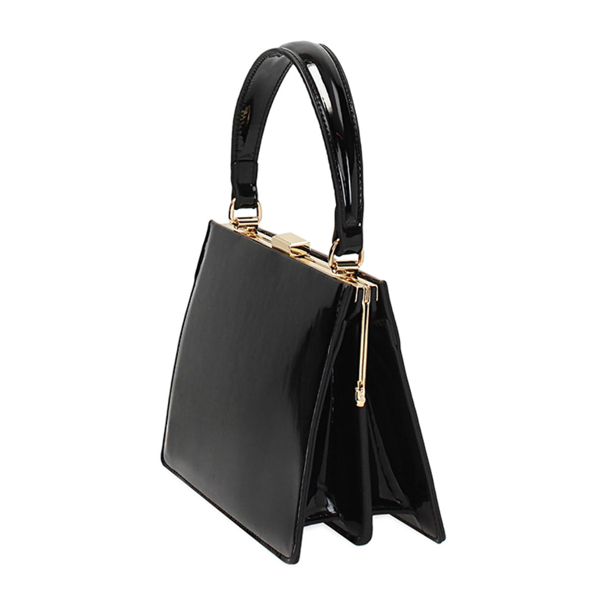 Mini bag donna nera in vernice