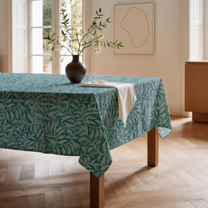 Nappe imprimée anti-tâches YERAY TURQUOISE