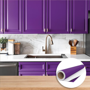 Rouleau adhésif décoratif Vinyle au Mètre - Violet - Sticker Lavable Imperméable Mur Cuisine Meubles