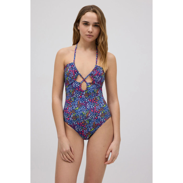 Costume da bagno floreale legato al collo