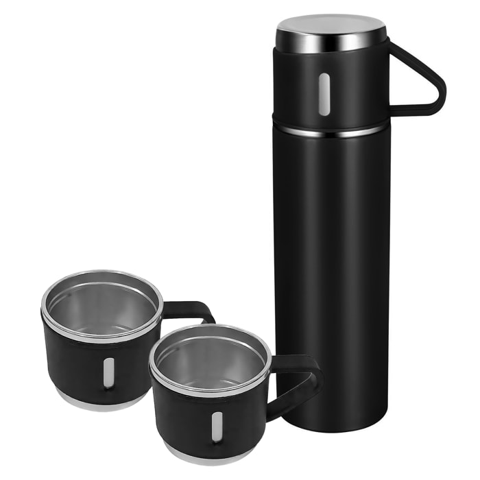 Set di thermos da 500ml e 3 tazze isolanti. Mantenimento del freddo e del caldo da 6 a 12 ore.