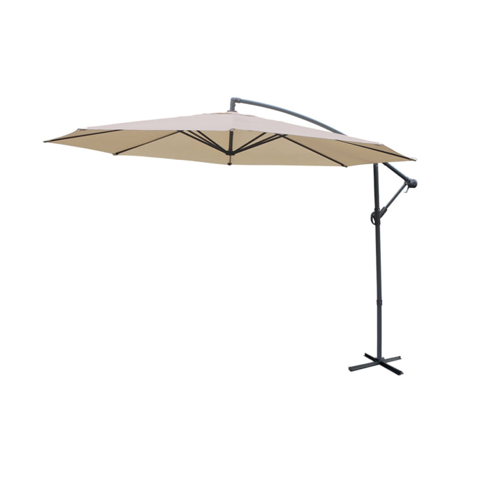 Parasol déporté Ø350cm - Hardelot - Coloris Beige. structure anthracite. manivelle anti-retour.