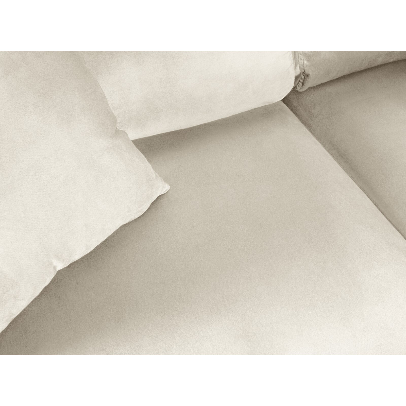 Canapé d'angle droit convertible avec coffre de rangement "Kyoto" 5 places en velours beige clair