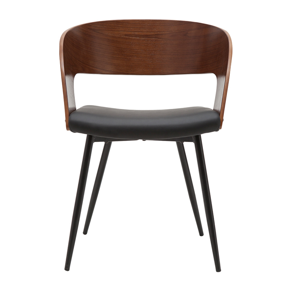 Chaises design bois foncé noyer, assises et métal noirs (lot de 2) RIFF