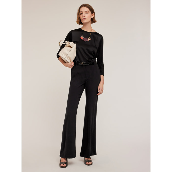 Motivi - Camiseta basic bimaterial - Negro