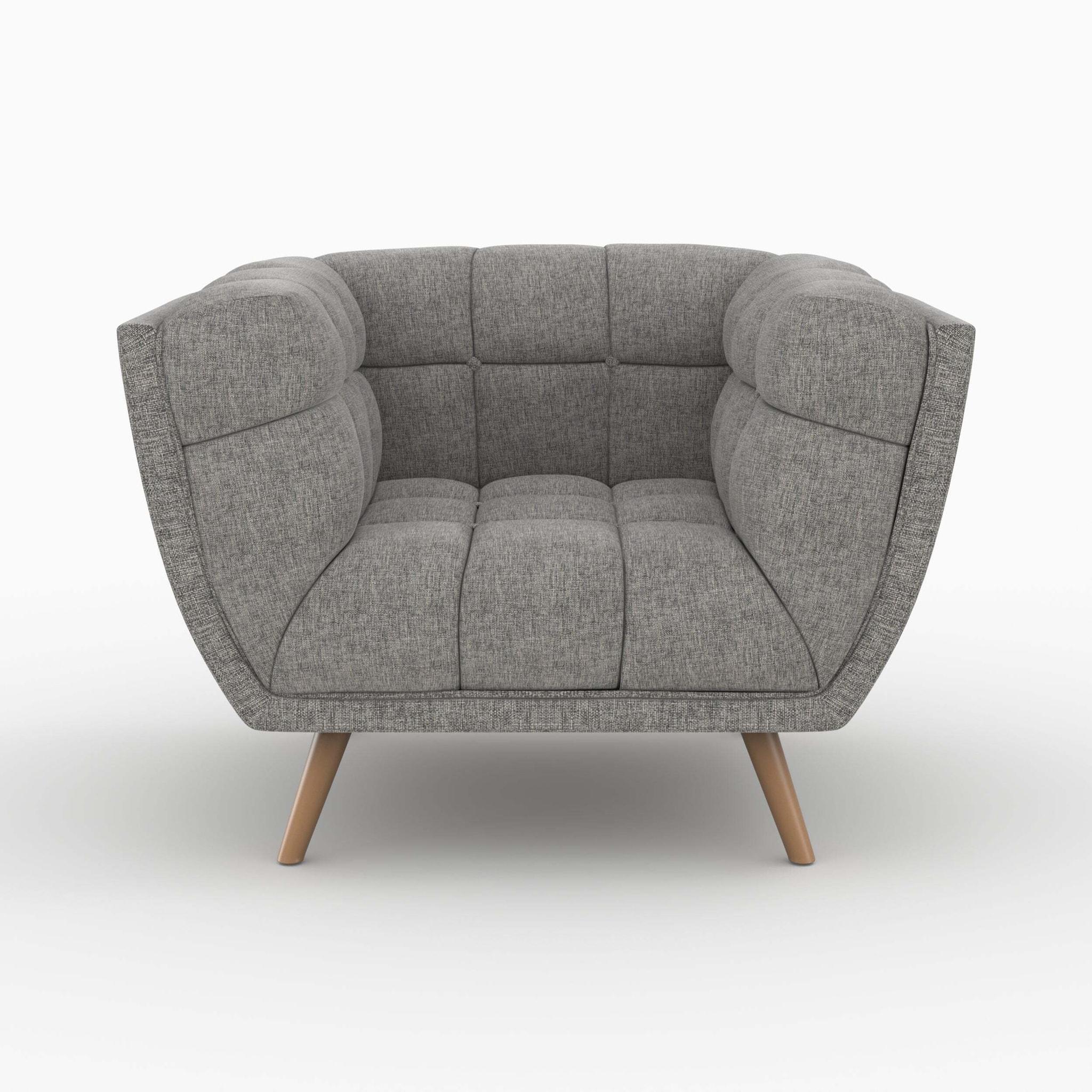 Ensemble canapé et fauteuil en tissu gris 4 places - Carmen