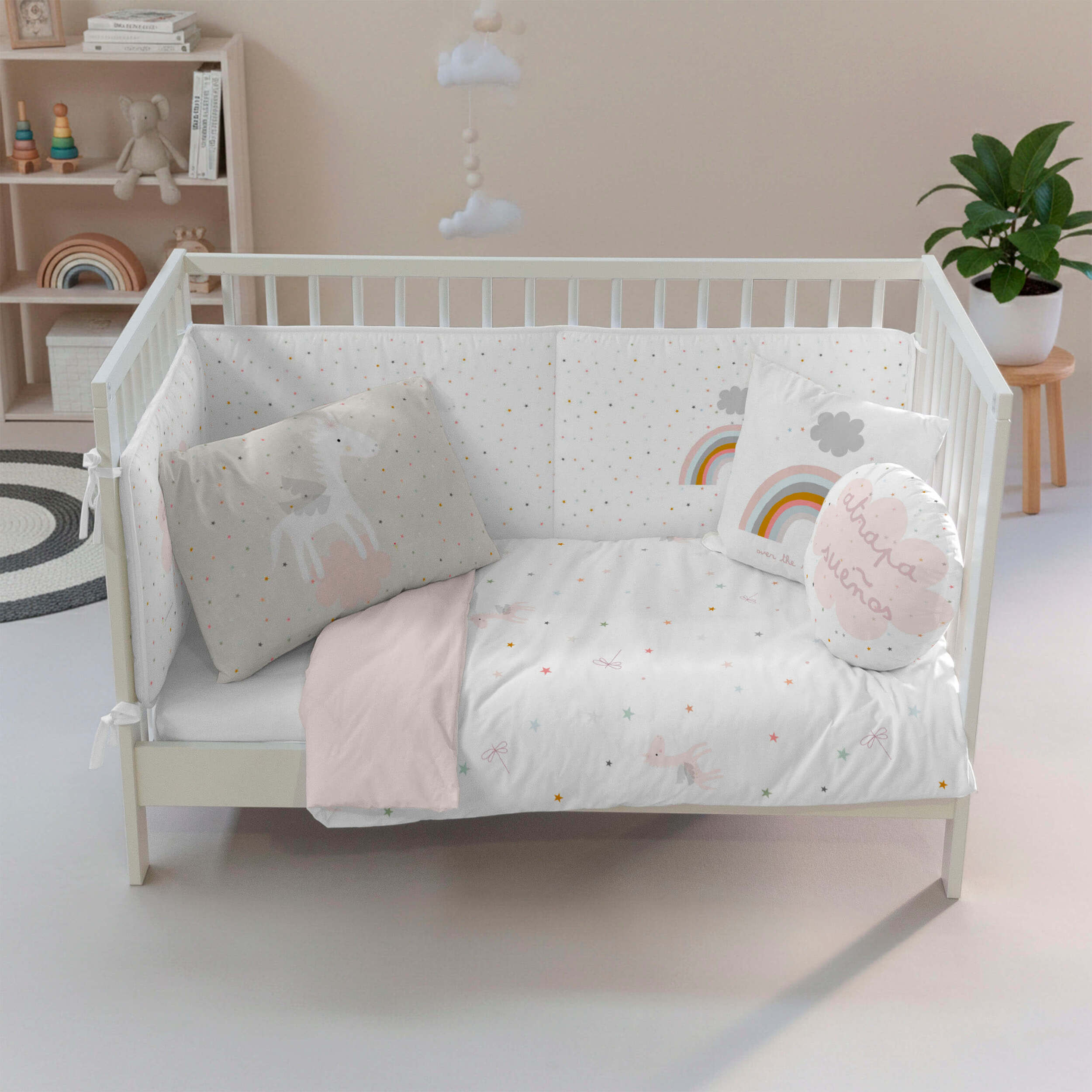 Funda Nórdica Estampada - Reversible - Infantil - Cierre Solapa - 100% Algodón - Incluye 1 Funda de Almohada - Cuna/Maxicuna - Pegaso Mágico