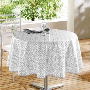 Nappe ronde en PVC à imprimés géométriques - Gris clair