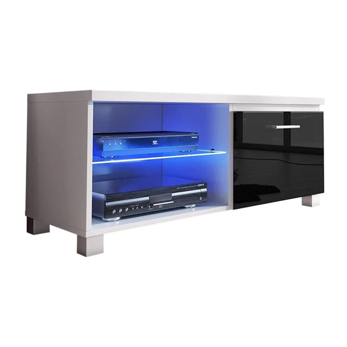Mueble TV LED Blanco - Negro