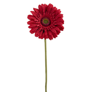 Fiore Di Gerbera Singolo. Altezza 62 Cm - Pezzi 12 - 12X62X12cm - Colore: Rosso - Bianchi Dino - Fiori Artificiali