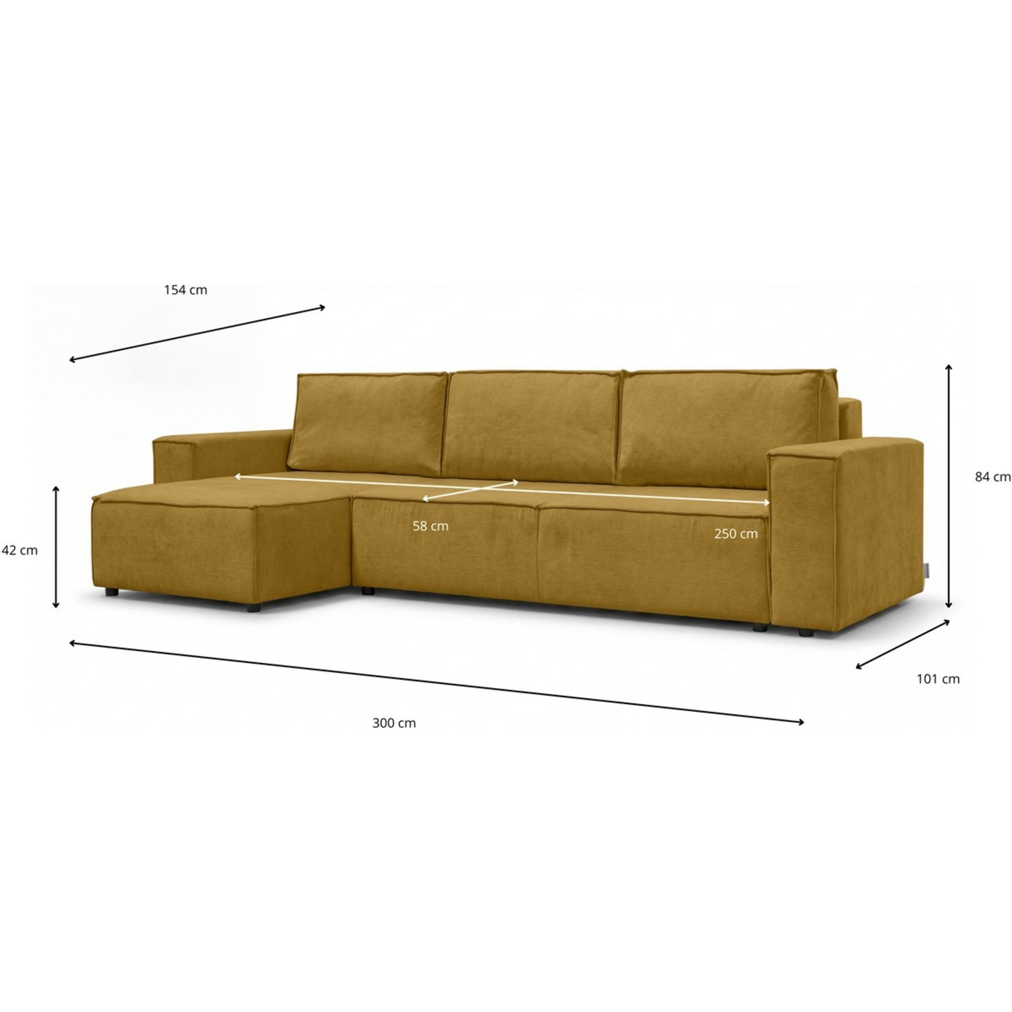 Canapé d'angle convertible 5 places en tissu chenille - HARPER