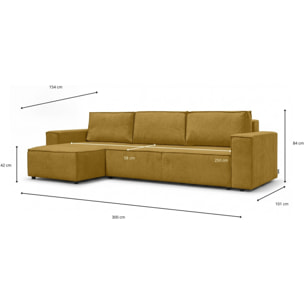 Canapé d'angle convertible 5 places en tissu chenille - HARPER