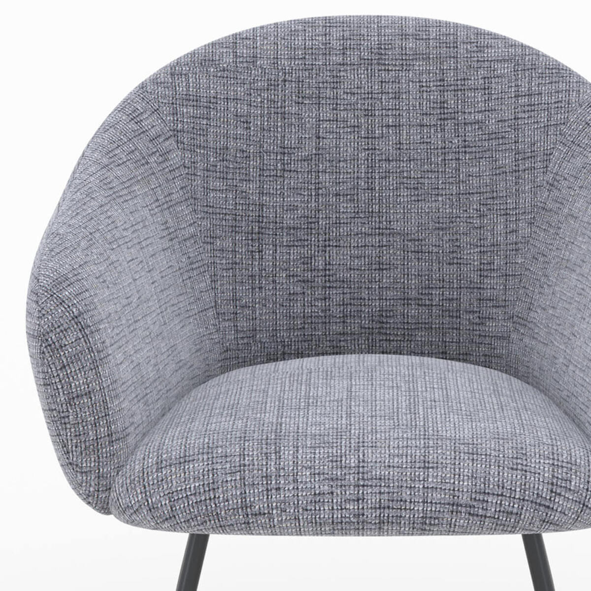 Fauteuil en tissu gris chiné et pieds en métal noir - Socky