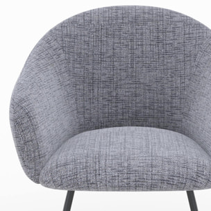 Fauteuil en tissu gris chiné et pieds en métal noir - Socky
