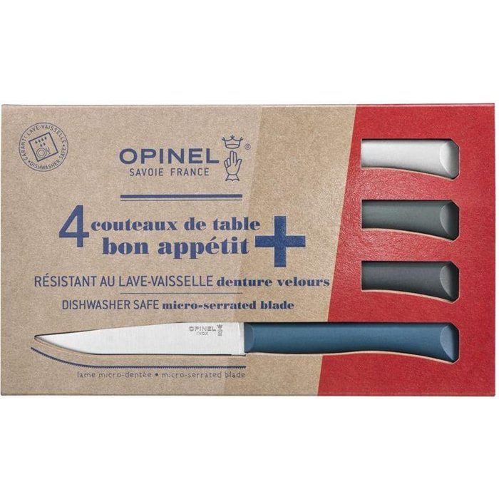 Set de couteaux OPINEL de table x4 Tempete bleu canard ant