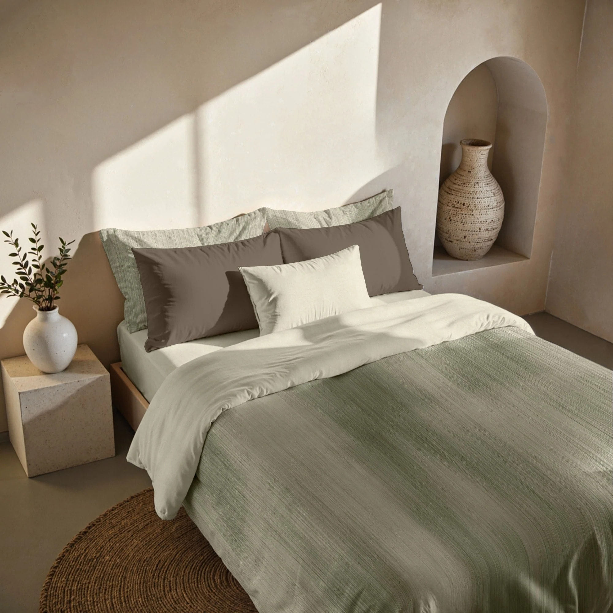 Housse de couette 100 % coton 80 fils Lluc Vert