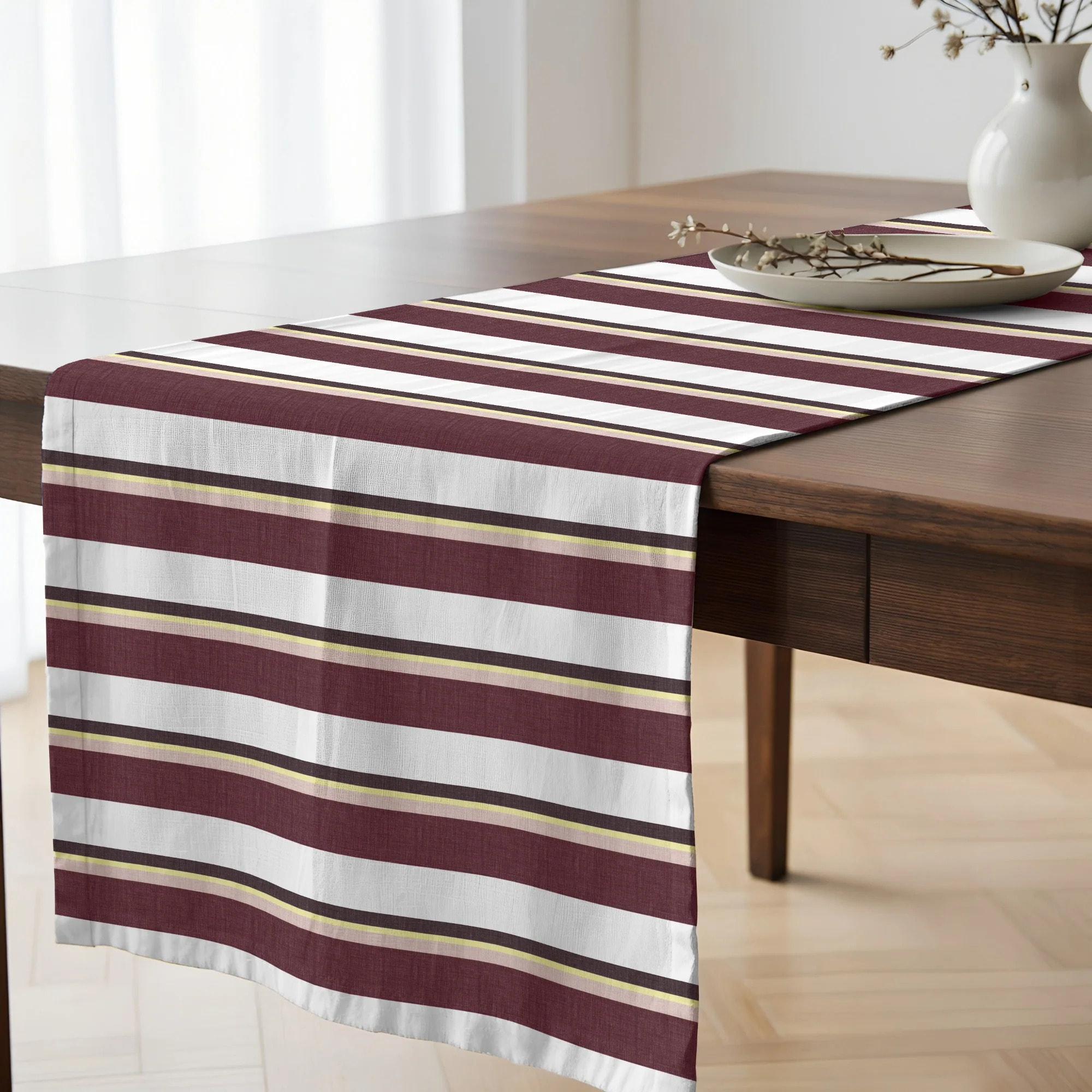 Chemin de table 100% coton Kai Grenat 50x150 cm