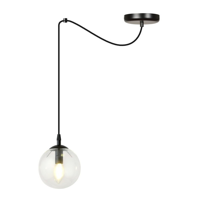Lampada a sospensione GIGI in acciaio nero e vetro