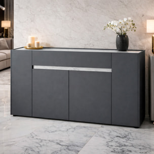 Credenza Moderna Madia Con 4 Ante E 1 Cassetto Mobile Contenitore Sala da Pranzo Soggiorno 170 x 85 x 40 cm Grafite Effetto Marmo