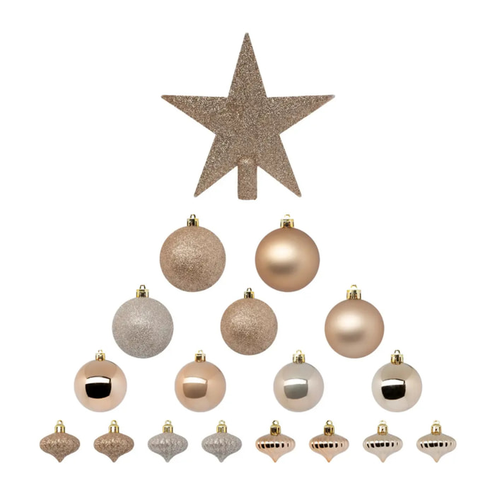 Kit de 18 Boules de Noël beige
