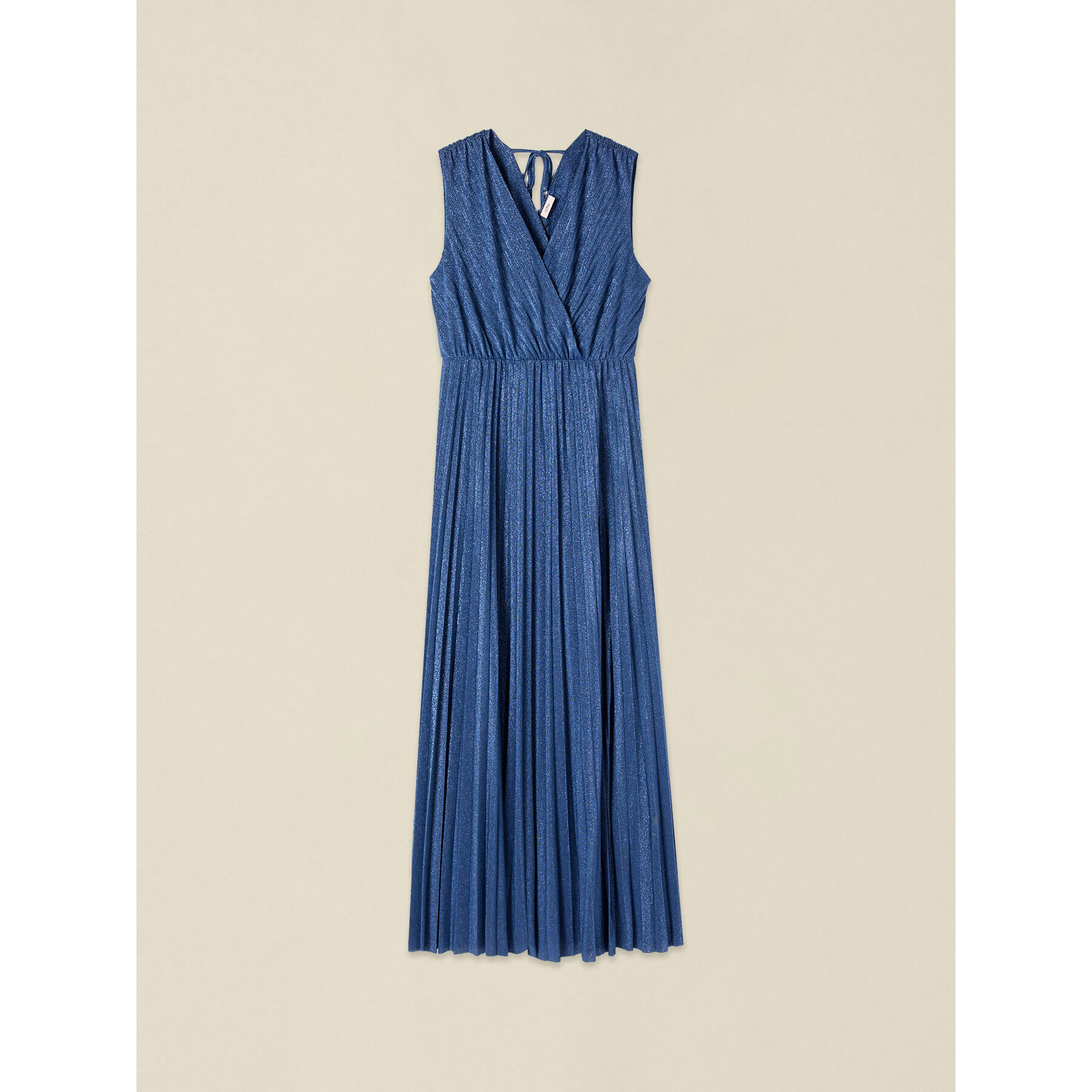Oltre - Vestito lungo lurex plissé - Azzurro