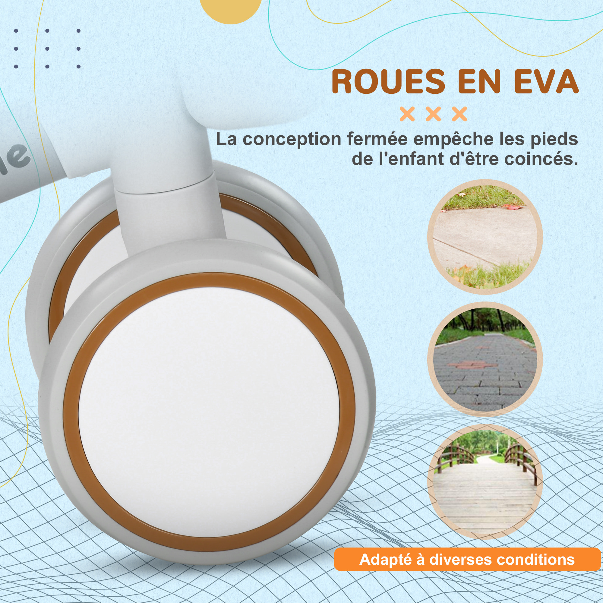 Draisienne enfant 4 roues évolutive - porteur - selle réglable, guidon ergonomique - cadre alu roues EVA marron