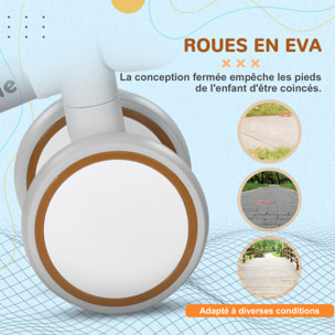 Draisienne enfant 4 roues évolutive - porteur - selle réglable, guidon ergonomique - cadre alu roues EVA marron