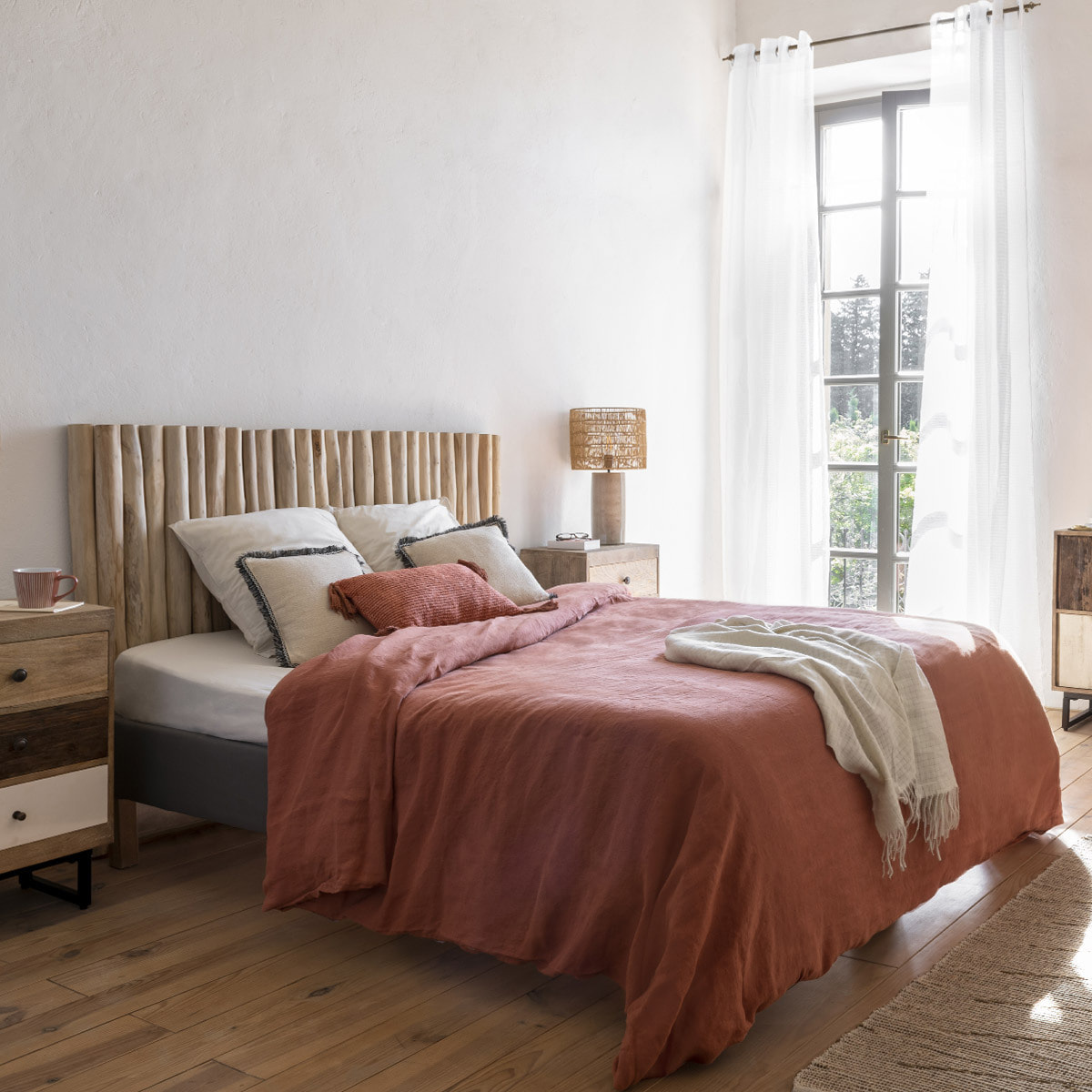 Housse de couette "Linah" - terracotta - lin lavé 260x240 cm