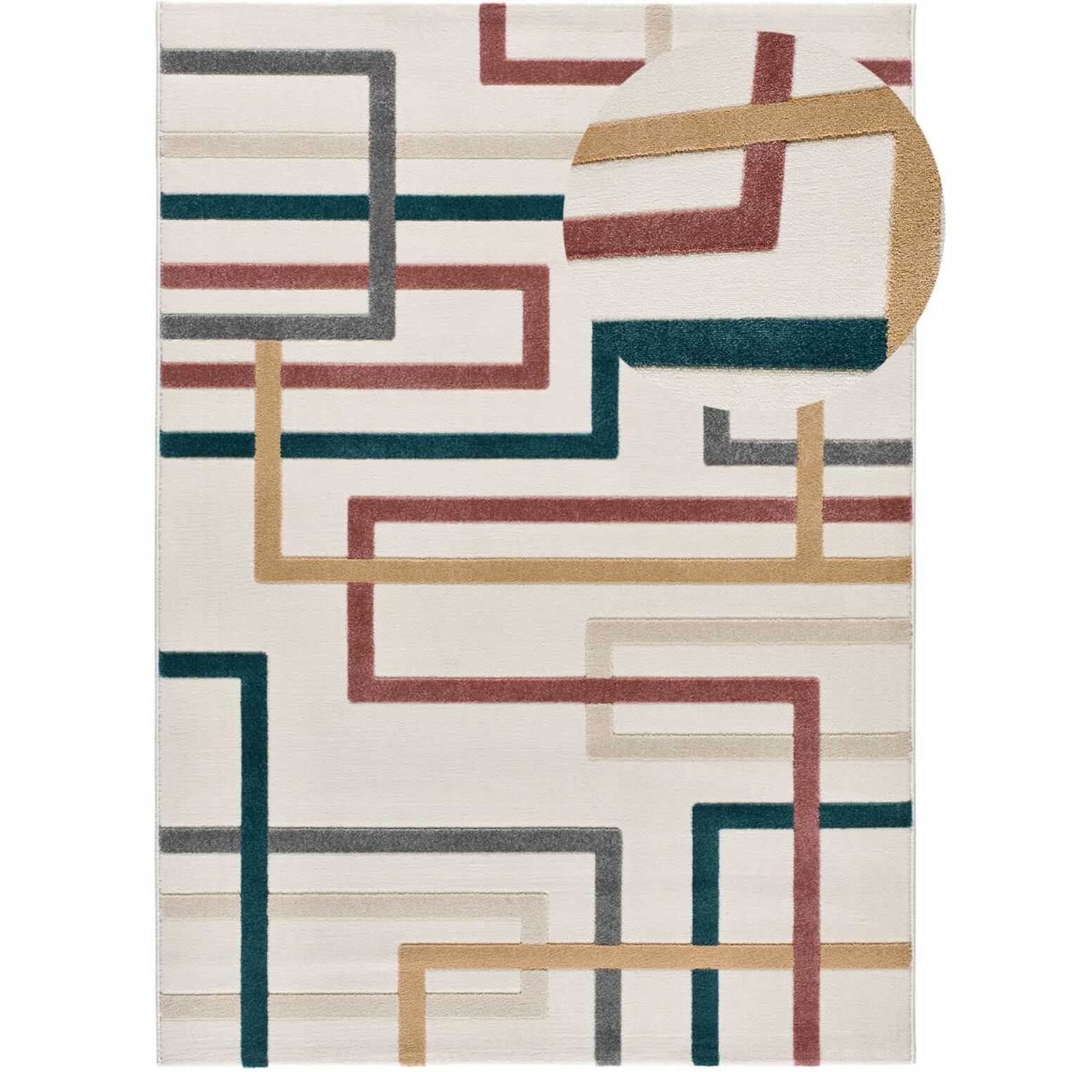 KARISMA Alfombra con formas geométricas en relieve multicolor, varias medidas disponibles.