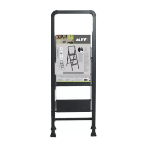 Escabeau 3 marches pliant anti-dérapant en Acier - Max 150kg (62x42,5x108cm) Noir Mat MSV