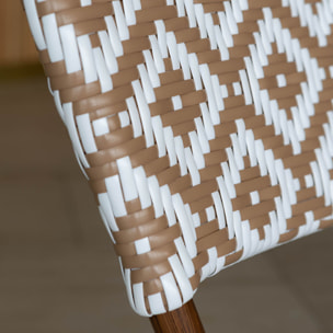 Lot de 2 chaises en textilène avec effet rotin tressé beige