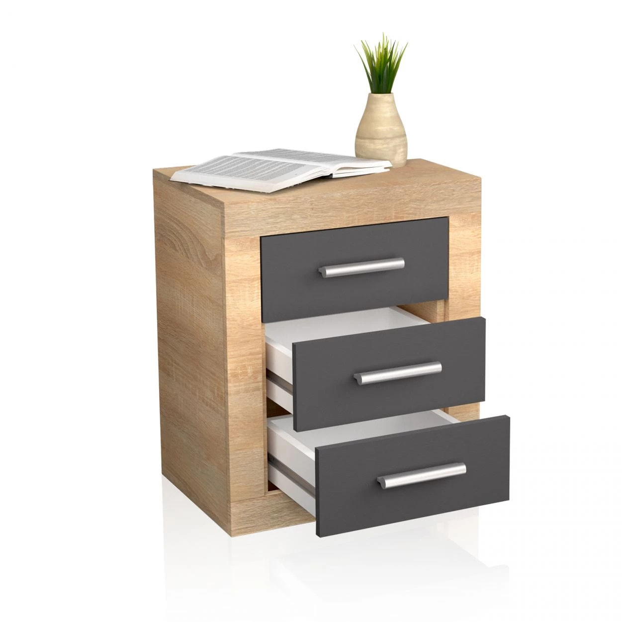 Mesita de noche Kira Cambria - Grafito