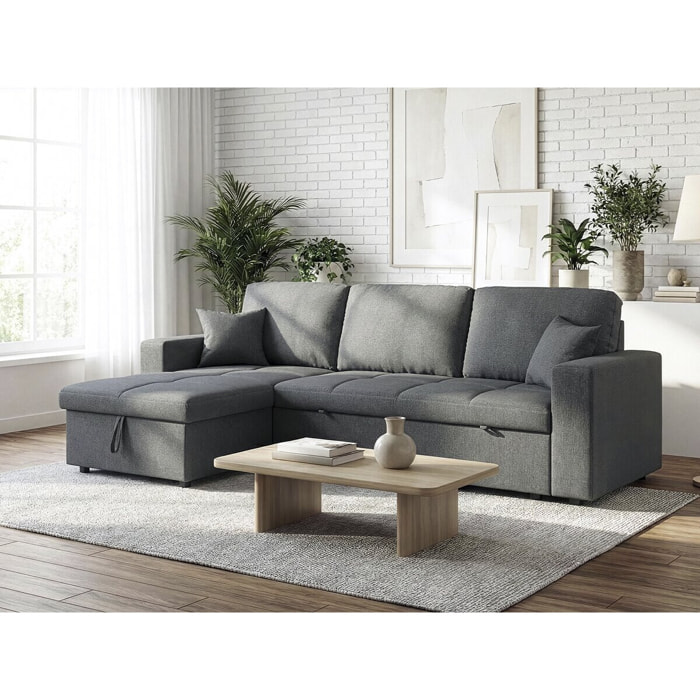 Canapé d'angle convertible/réversible style bubble "Alain" - 3 places - Gris