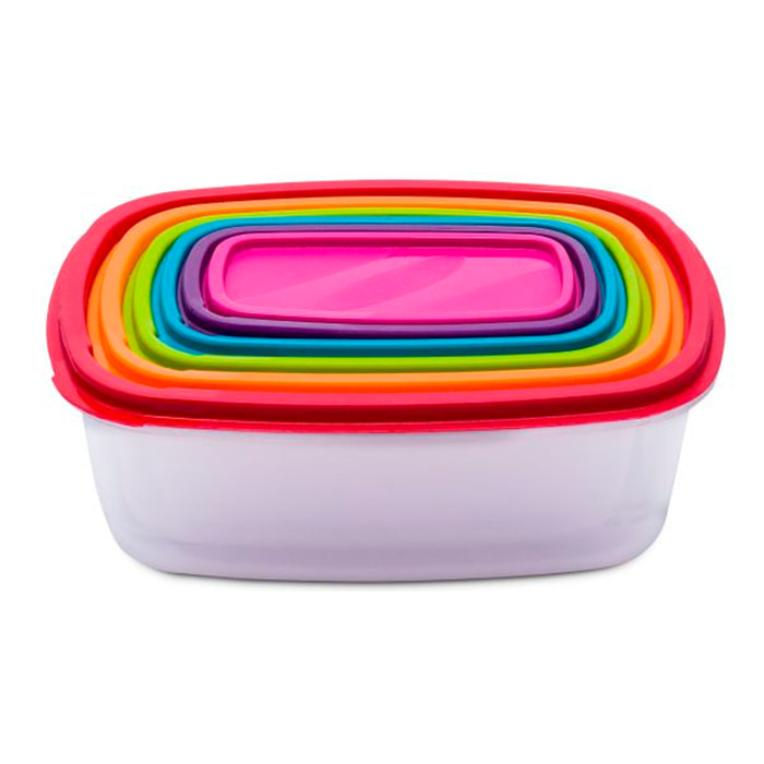 Conjunto de 6 cajas de conservación de alimentos rectangular