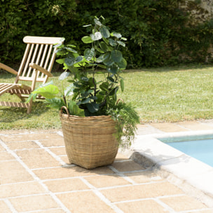HANS - Pot de fleur rond 60x60cm en bambou naturel avec anses