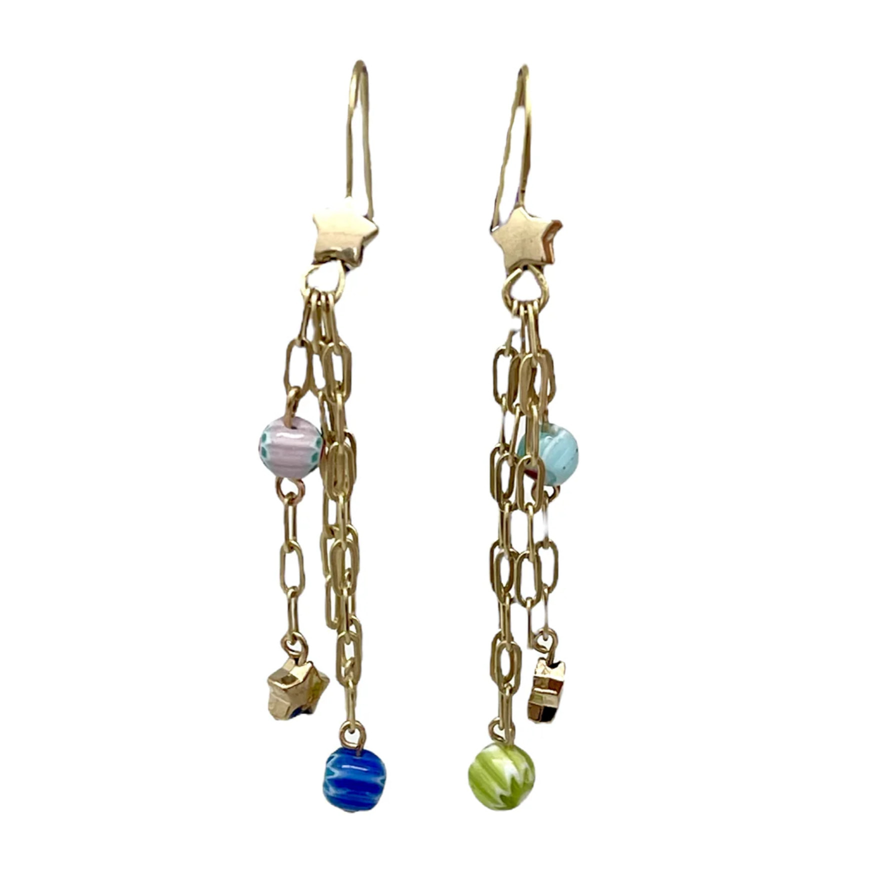 Pendiente cadenas Talisman de Luz latón dorado