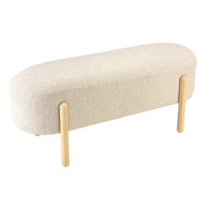 LEOPOLD - Banc en tissu effet laine beige et pieds bois