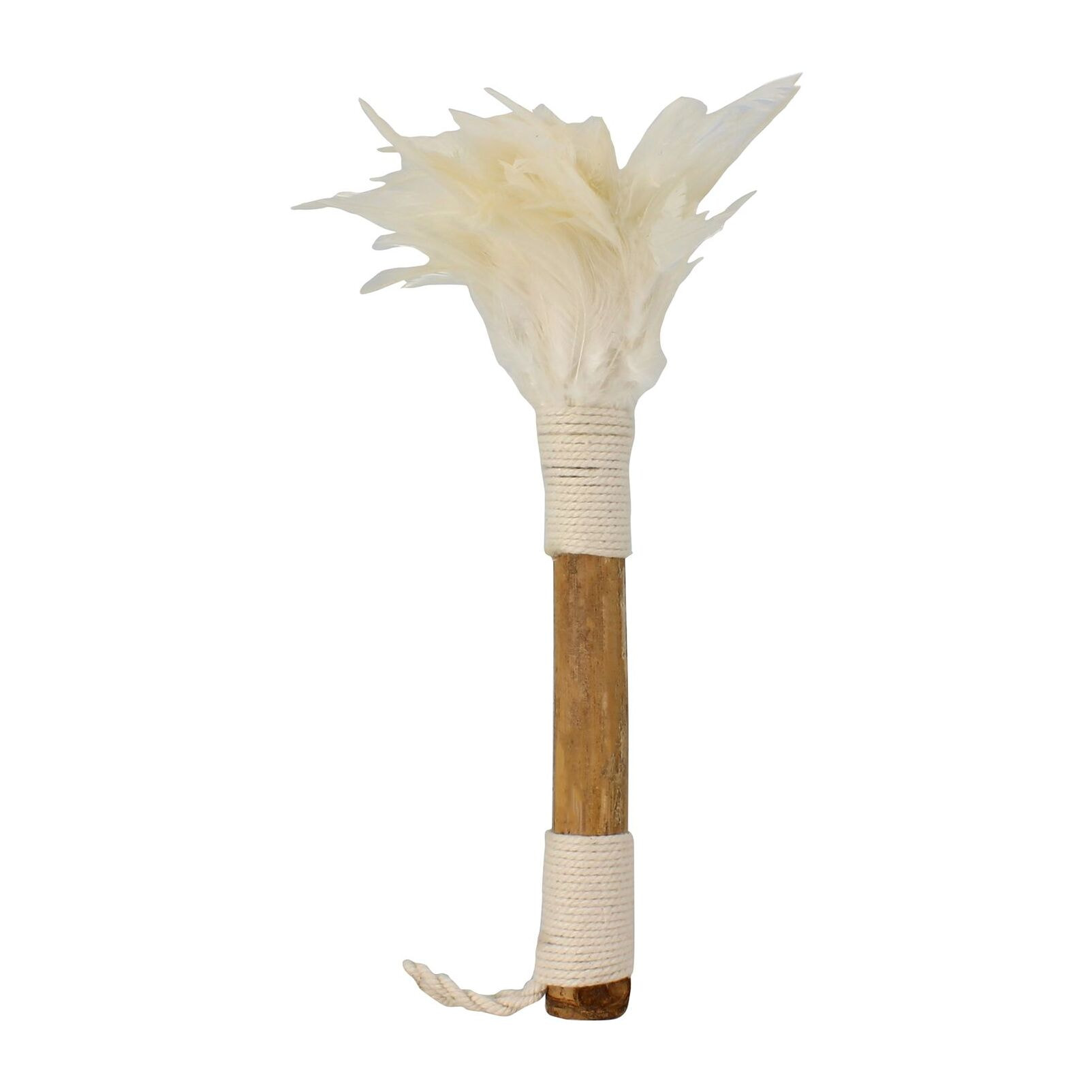 Plumeau décoratif en bambou et plumes blanches KEMOA
