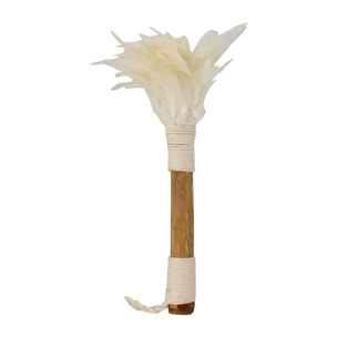 Plumeau décoratif en bambou et plumes blanches KEMOA