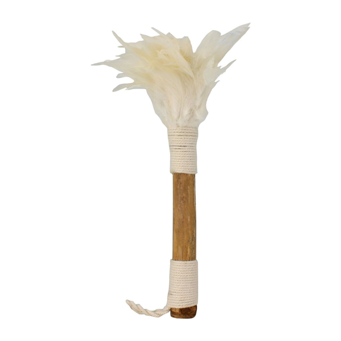 Plumeau décoratif en bambou et plumes blanches KEMOA