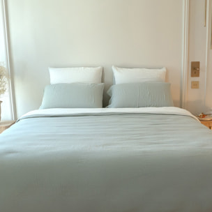 Drap-housse gaze de coton vert sauge - LOUISE