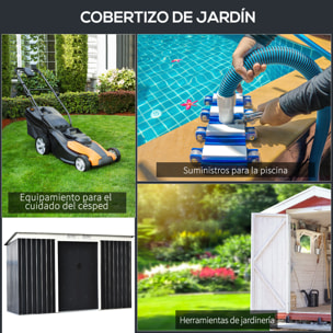 Cobertizo de Jardín 280x130x172 cm Base de 3,1 m² Caseta de Exterior Metálica para Almacenamiento de Herramientas con 2 Puertas Correderas y 2 Orificios de Ventilación Gris Oscuro