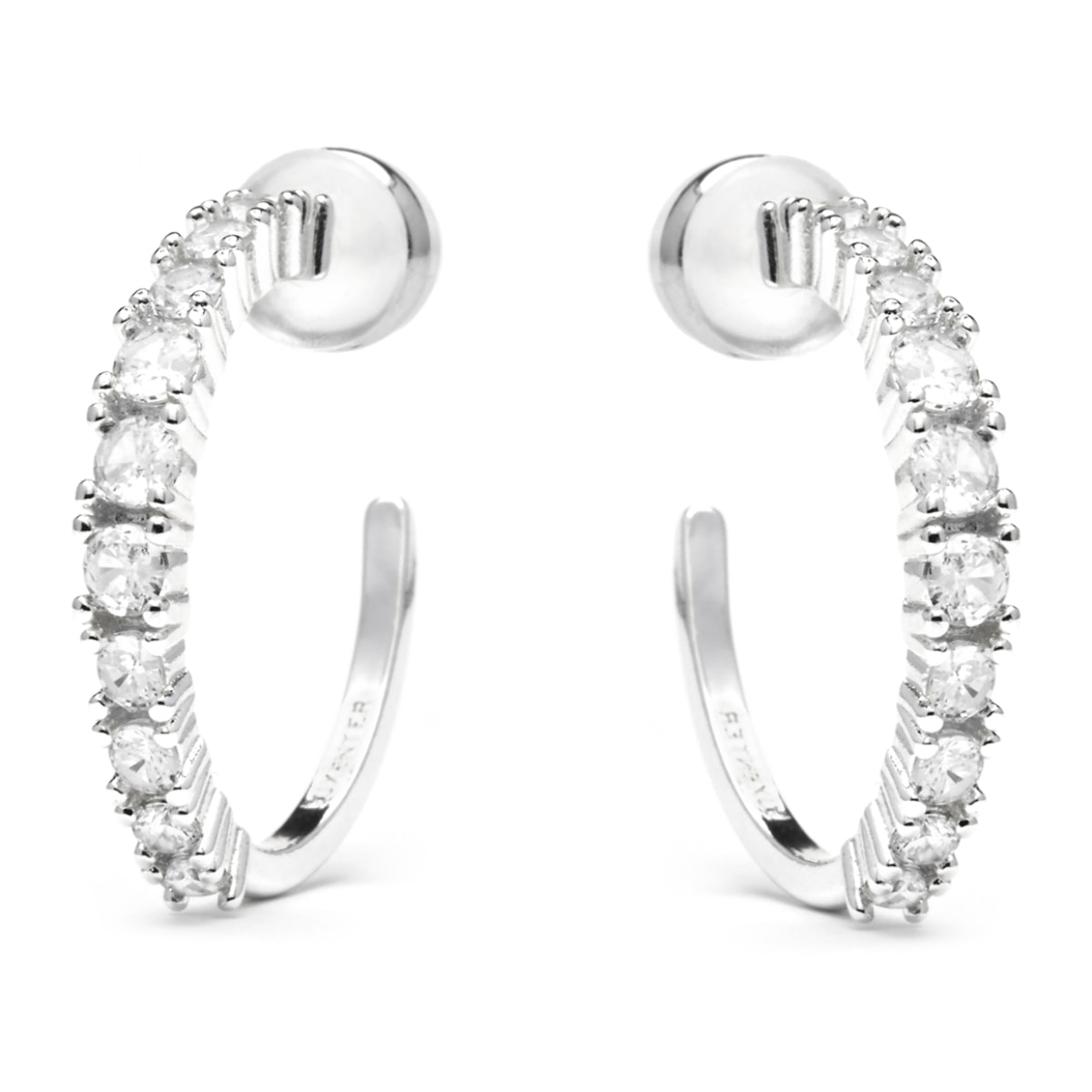 Pendientes de 24mm de diámetro acabado plata y Circonita Brillante