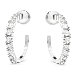 Pendientes de 24mm de diámetro acabado plata y Circonita Brillante