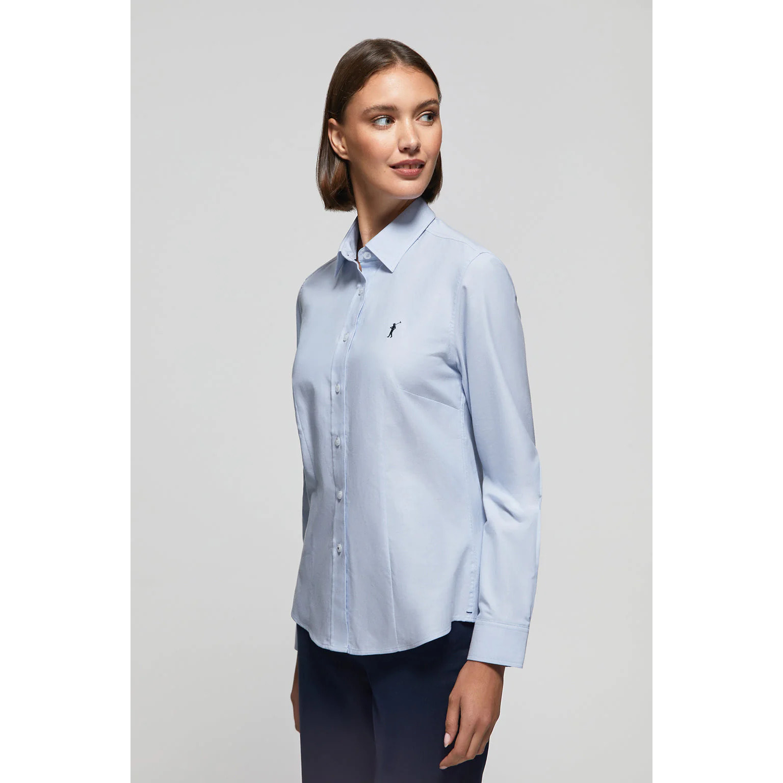 Camicia celeste Oxford Slim fit con logo Rigby Go