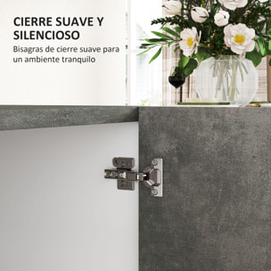 Aparador de 2 Puertas de Cierre Suave Aparador de Salón con Estante Mueble Auxiliar para Cocina Dormitorio Entrada 80x37x80 cm Gris Cemento y Blanco Brillo