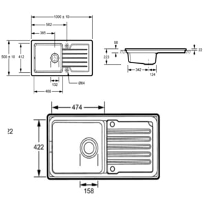 Evier à encastrer 1 bac Gaspard + robinet cuisine Kumin