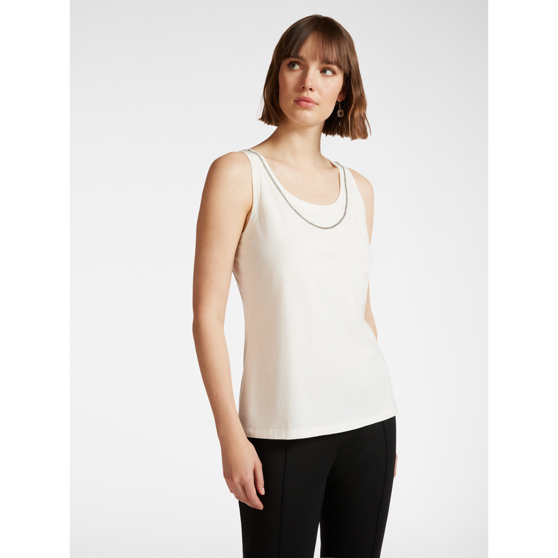 Elena Mirò - Top con cadena de strass - Blanco